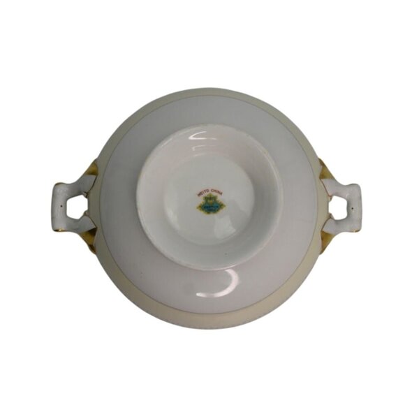 Vintage Meito Fine China Covered Vegetable Dish Gold Trim Floral Interior Design - Picture 8 of 9